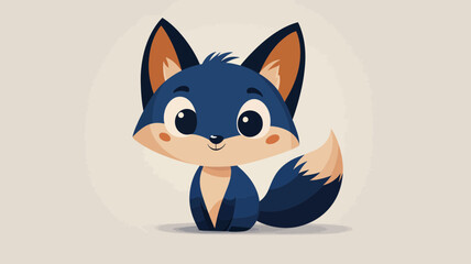 Adorable Blue Fox Illustration A Charming Cartoon Design