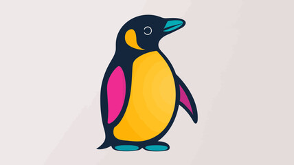 Fototapeta premium Colorful Cartoon Penguin Illustration on a Light Background.