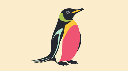 Colorful Penguin Illustration with Modern Design and Artistic Flair.