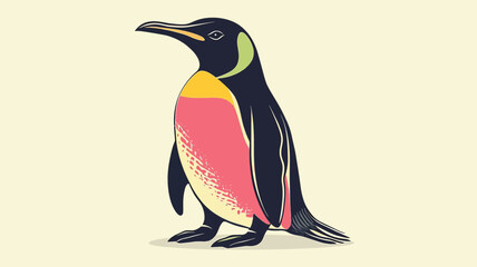 Colorful illustration of a penguin with vibrant hues, perfect for educational or playful designs