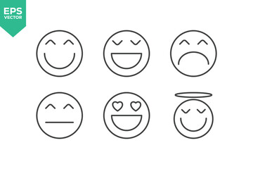 Set of line icons related to emoticon, smiley, expression. Outline icons collection stock illustration stock illustration