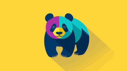 Colorful Panda Illustration on Yellow Background - Modern and Playful Design.