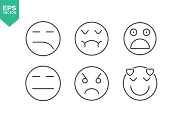Set of line icons related to emoticon, smiley, expression. Outline icons collection stock illustration stock illustration