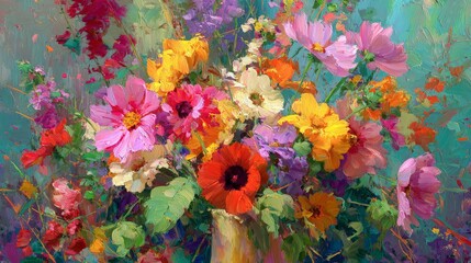 Original art painting Oil color lotus flower and waterlily