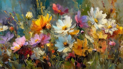 Original art painting Oil color lotus flower and waterlily