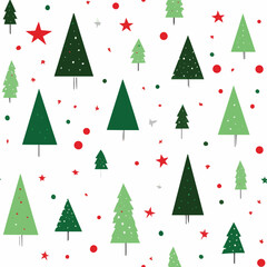 Seamless vector pattern of Christmas trees and stars, flat modern design