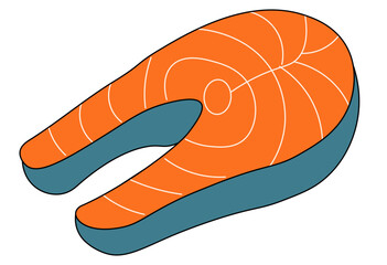 Healthy ingredients set with vegetables, salmon, and fruits for balanced diet and nutrition illustration