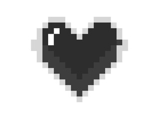 Isolated 8 bits pixel art love black heart flat icon