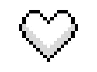 Isolated 8 bits pixel art love white heart flat icon