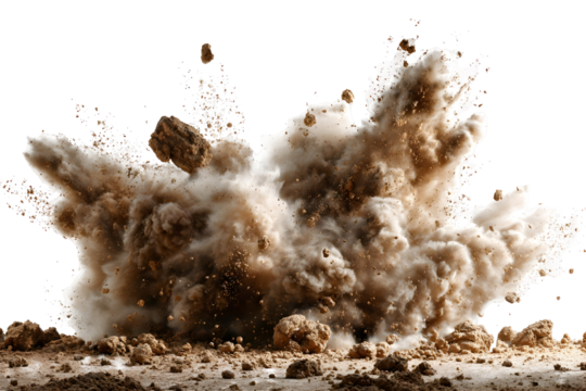 Dynamic soil and dirt explosion capturing raw energy for special effects design