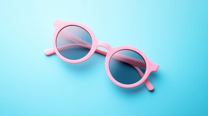 Fototapeta premium Chic Pink Sunglasses on Soft Blue