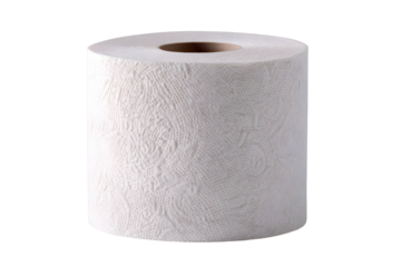 White toilet paper roll with subtle embossed texture for bathroom essentials and design