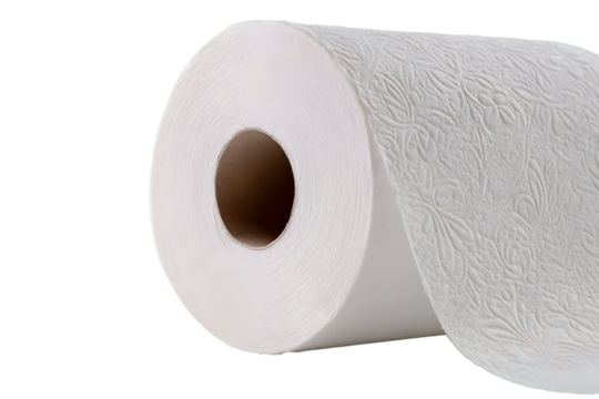 White toilet paper roll with subtle embossed texture for bathroom design and hygiene needs