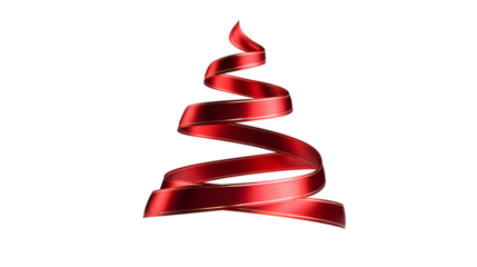 Spiraled red ribbon in elegant christmas tree form for festive design