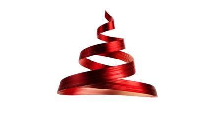 Elegant spiral of a shiny red ribbon for festive and decorative design