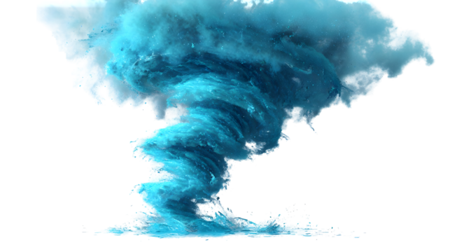 Turquoise tornado vortex in swirling motion – detailed cyclone energy concept