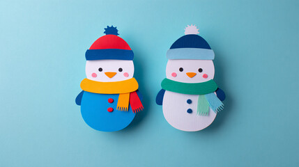 cute winter flat craft easy 2d paper craft - creative winter background. 