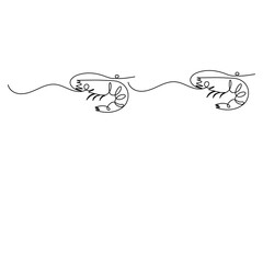 Minimalist Line Art Shrimp Pair