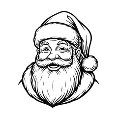 Smiling Santa Claus: Christmas vector art. Stylized black-and-white illustration for holiday cards, banners, and festive décor. EPS 10