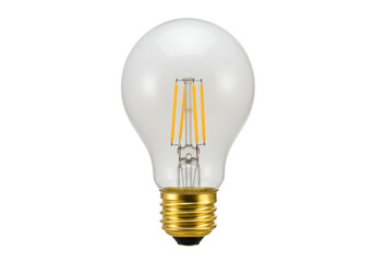 Isolated filament bulb, close-up, shining a warm light, decorative lighting, and LED technology