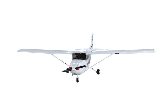 Light aircraft on a white background. A small tourist plane on an isolated white background. view from the top