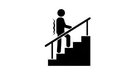 Person ascending stairs symbol illustration
