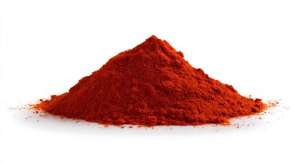 Bright red spice powder on white background. Artificial intelligence image