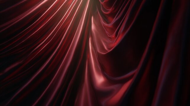 Luxurious red satin fabric with dramatic draping. Artificial intelligence image