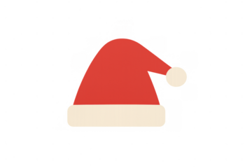 Santa hat icon representing christmas and new year holiday season with festive design on transparent background