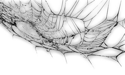 Detailed spiderweb delicate and intricate isolated on white background for Halloween or nature concepts
