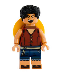 Obraz premium Dortmund - Deutschland 4. November 2025 - Lego Figur Ruffy lacht der Serie One Piece - Studio Aufnahme