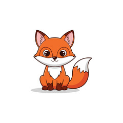 Obraz premium Cute cartoon fox illustration, adorable furry wild animal character design, vector graphic element