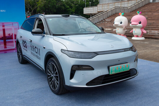 ZHONGSHAN GUANGDONG China-October 24 2025: a light grey Leapmotor CII car.