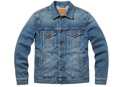 Isolated denim jacket apparel casual clothing mens fashion wardrobe no background item