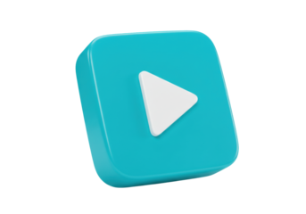 Isolated turquoise play icon with rounded corners, perfect for media content streaming platforms
