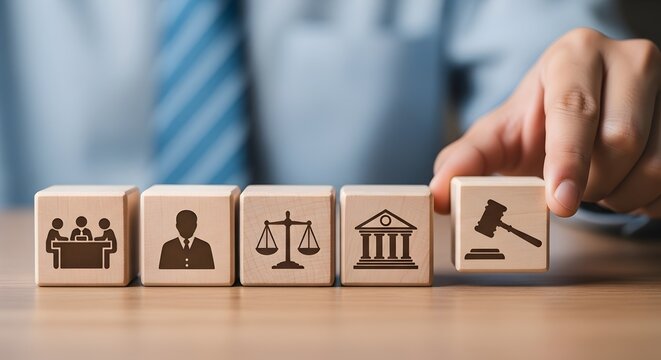 Law and Justice Wooden Block Concept