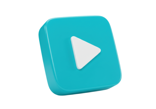 Isolated turquoise play icon with rounded corners, perfect for media content streaming platforms