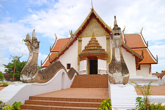 Wat Phumin Temple, the Iconic Landmark which the Main Building Combines Ubosot and Wiharn (Ordination Hall and Worshiping Hall), Nan Province, Thailand