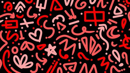 Red abstract doodle. Colorful abstract doodle. Colorful line background. Creative minimalist style art background. Simple childish scribble backdrop