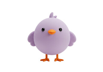 Isolated Cute Cartoon Bird in Lavender with Orange Beak and Feet, Easter Animal Doll