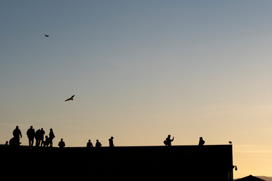 Urban city architecture and modern design surrounding people walking on streets expressing lifestyle, connection, and human movement within community spaces
