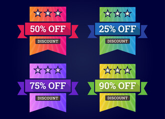 Colorful Discount Off Banners with Stars