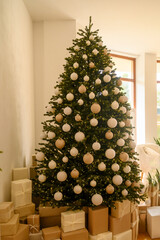 Christmas tree decorated with New Year's decorations