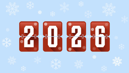 New Year 2026 Countdown Flip Calendar Snowflakes Design