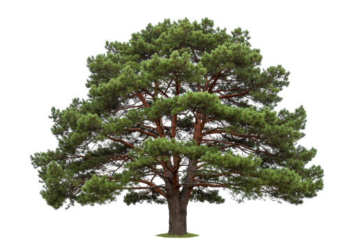 Isolated Scots pine tree, a beautiful evergreen with dense needles and open branching