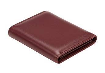 Isolated maroon leather wallet for currency, identification cards and credit cards