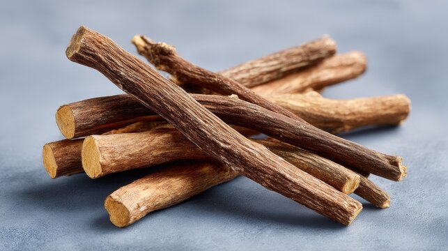 Licorice Root Sticks Isolated on White Background Clean Studio Photography Natural Herbal Medicine Ingredient