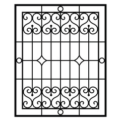 Elegant Decorative Scroll Pattern Window Grill Vector Design