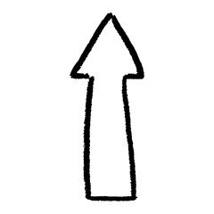 Hand drawn doodle arrow in charcoal style, freehand curve with textured marker look, vector sketch symbol for diagrams with soft grain and scribble.