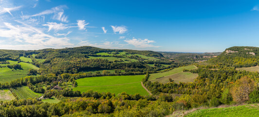 Tarn countryside around the medieval village of Puycelsi, in Occitanie, France